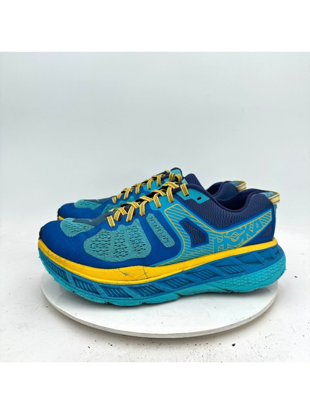 Hoka One One Stinson ATR 5 Men Size 11 1099729 DBTTB Blue Yellow Trail Run Shoes